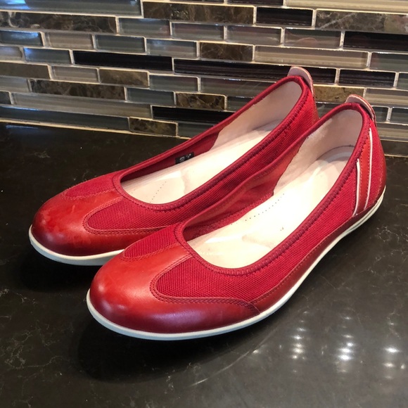 Ecco Shoes - Ecco red leather comfort walking shoes 40